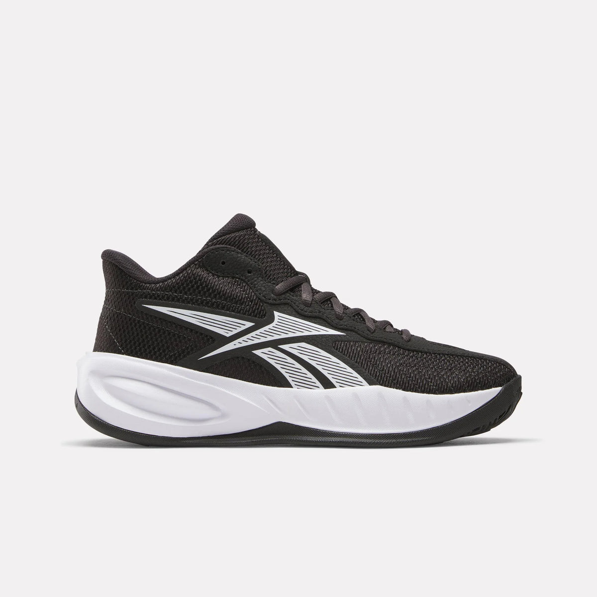 Reebok Press Basketball Shoes Black and White- Grade School