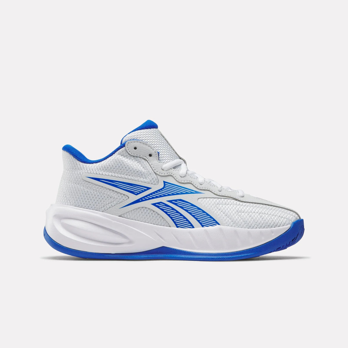 Reebok Press Basketball Shoes White and Blue- Grade School